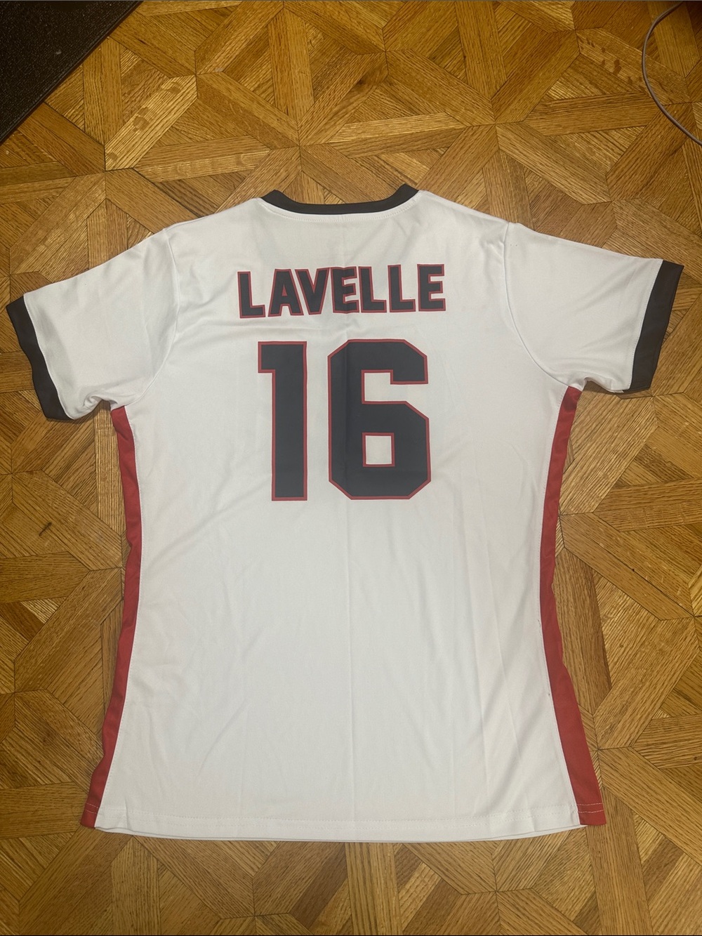 White and Red Team Jersey with 'Lavelle 16'